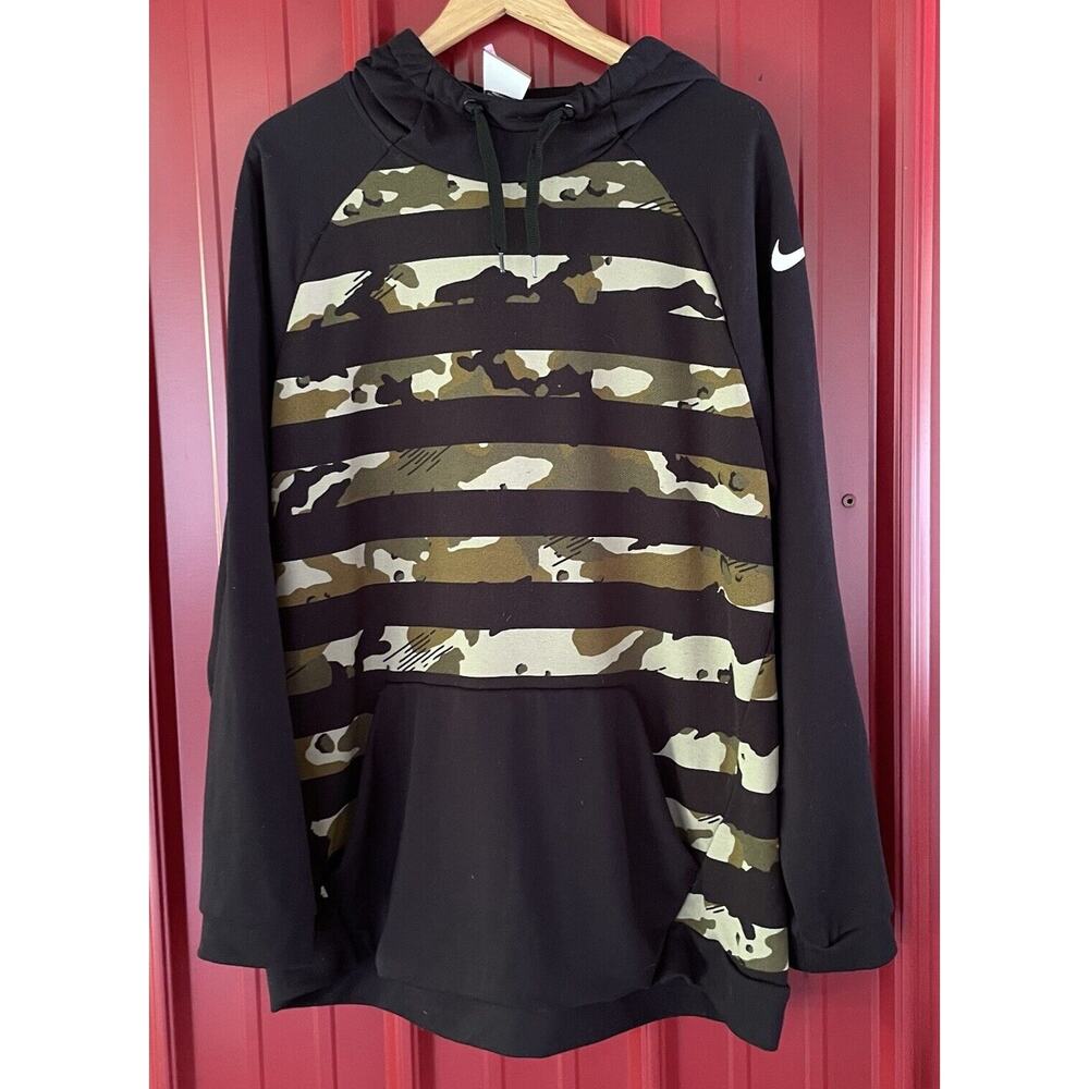 Nike Hoodie Dri-FIT Pullover Striped Camo Sweatshirt Athleasure Athletic XL